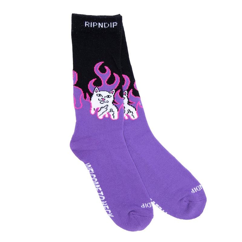 Ripndip Welcome To Heck Socks Black / Purple | CA RW2679