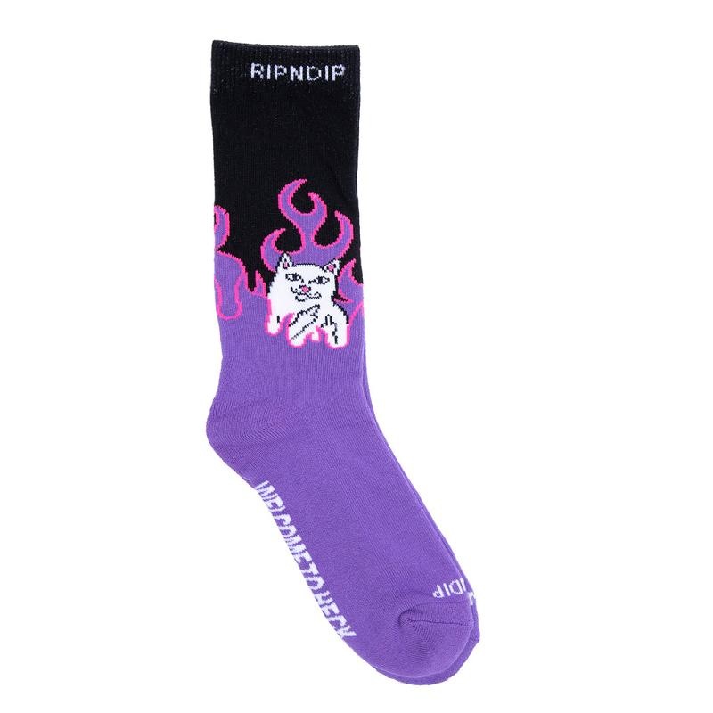 Ripndip Welcome To Heck Socks Black / Purple | CA RW2679