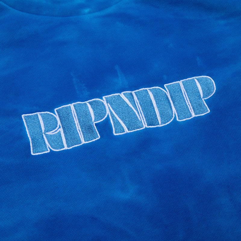 Ripndip Wilshire Embroidered Crewneck Hoodie Blue Stripes | CA DN2573