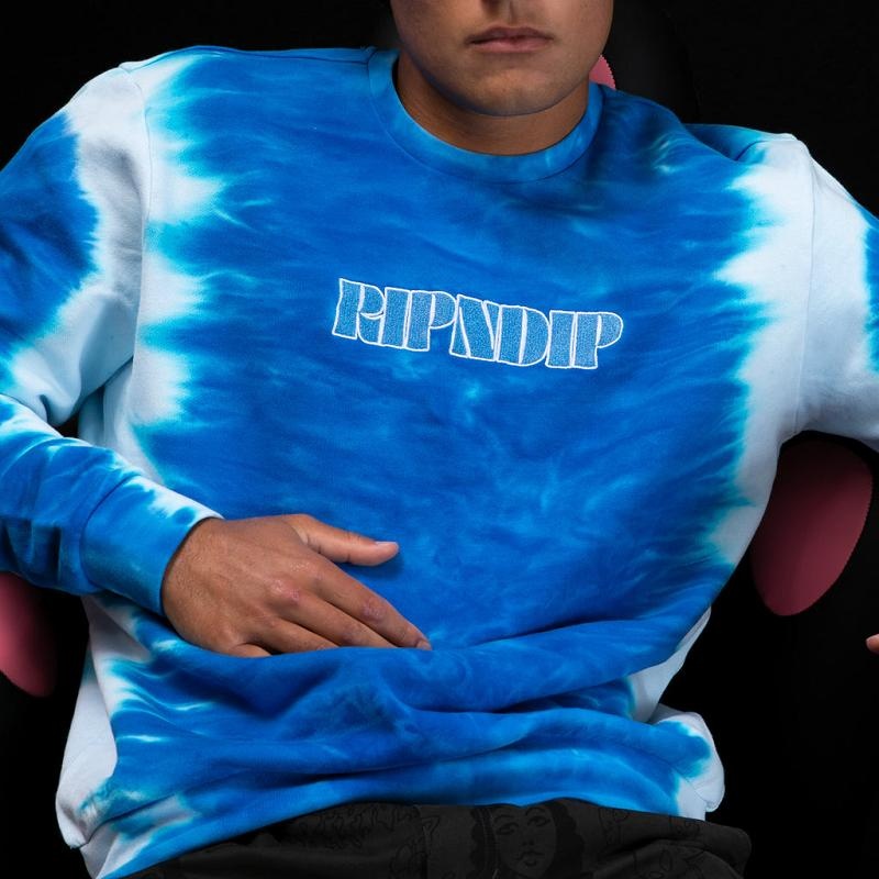 Ripndip Wilshire Embroidered Crewneck Knitwear Blue Stripes | CA ZG2462